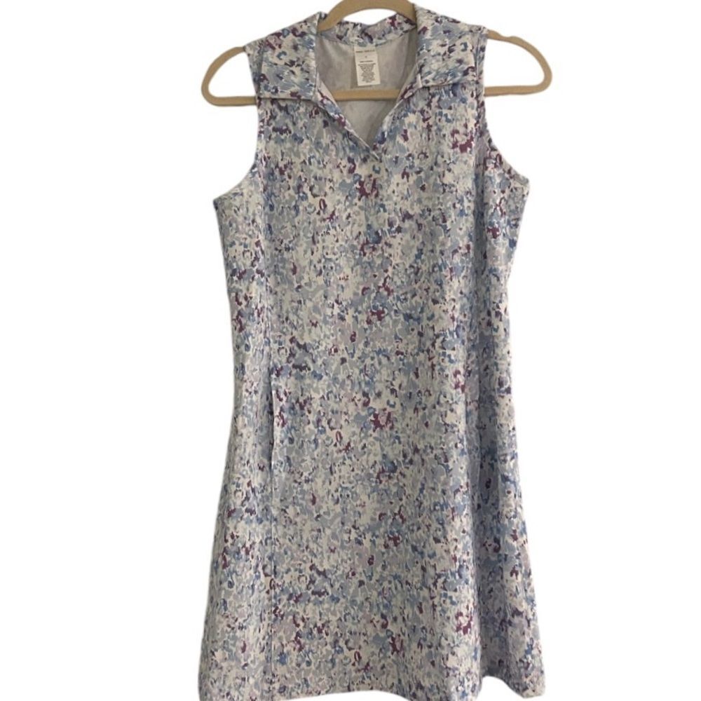 Tek Gear Blue White Floral Athletic Athleisure Sleeveless Mini Dress Size Small